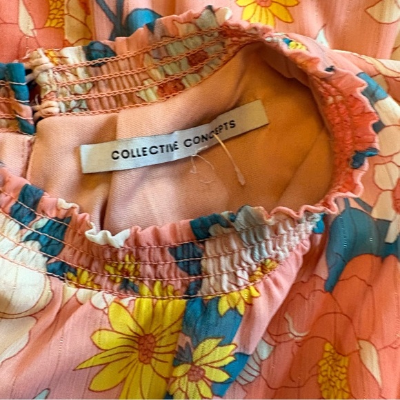 Collective Concepts Floral Midi Dress - Coral and Pink - Picture 5 of 6